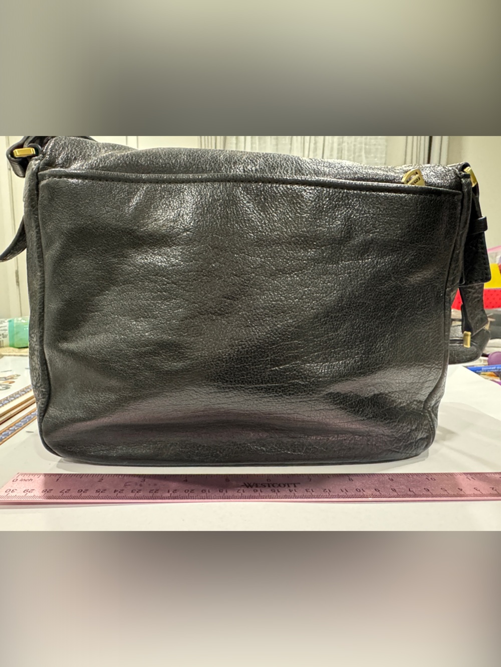Fossil Black Leather Crossbody Flap Bag - Picture 4 of 7